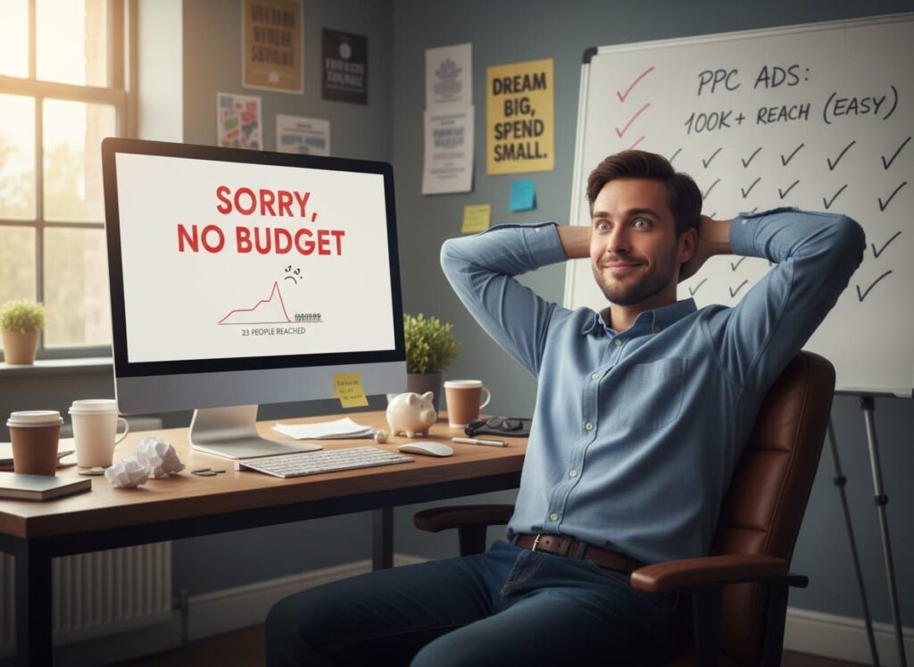 Náhledový obrázek pro blog Marketingový deník k tématu, PNO vs. dostatečná cílovka. Mluvím o jedné z největších chyb v PPC reklamě.