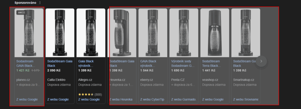 Screen ukazuje srovnání Sodastreamu s dobře nastavenou cenou oproti trhu. je to obrázek pro Marketingový deník do článku k cenotvorbě vzhledem k trhu.