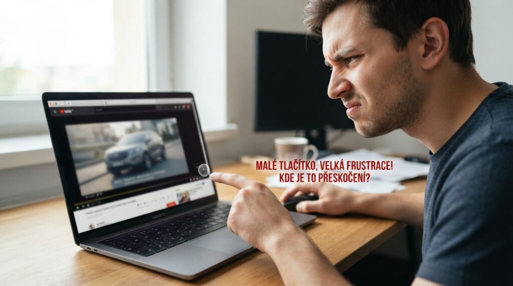 Náhledový obrázek pro článek o tom, jak Youtube schovává šipku přeskočit reklamu.